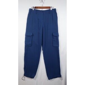 Ruti Blue Cargo Pants Cinched Ankles Belt Loops Utility Minimalist Basic Size L